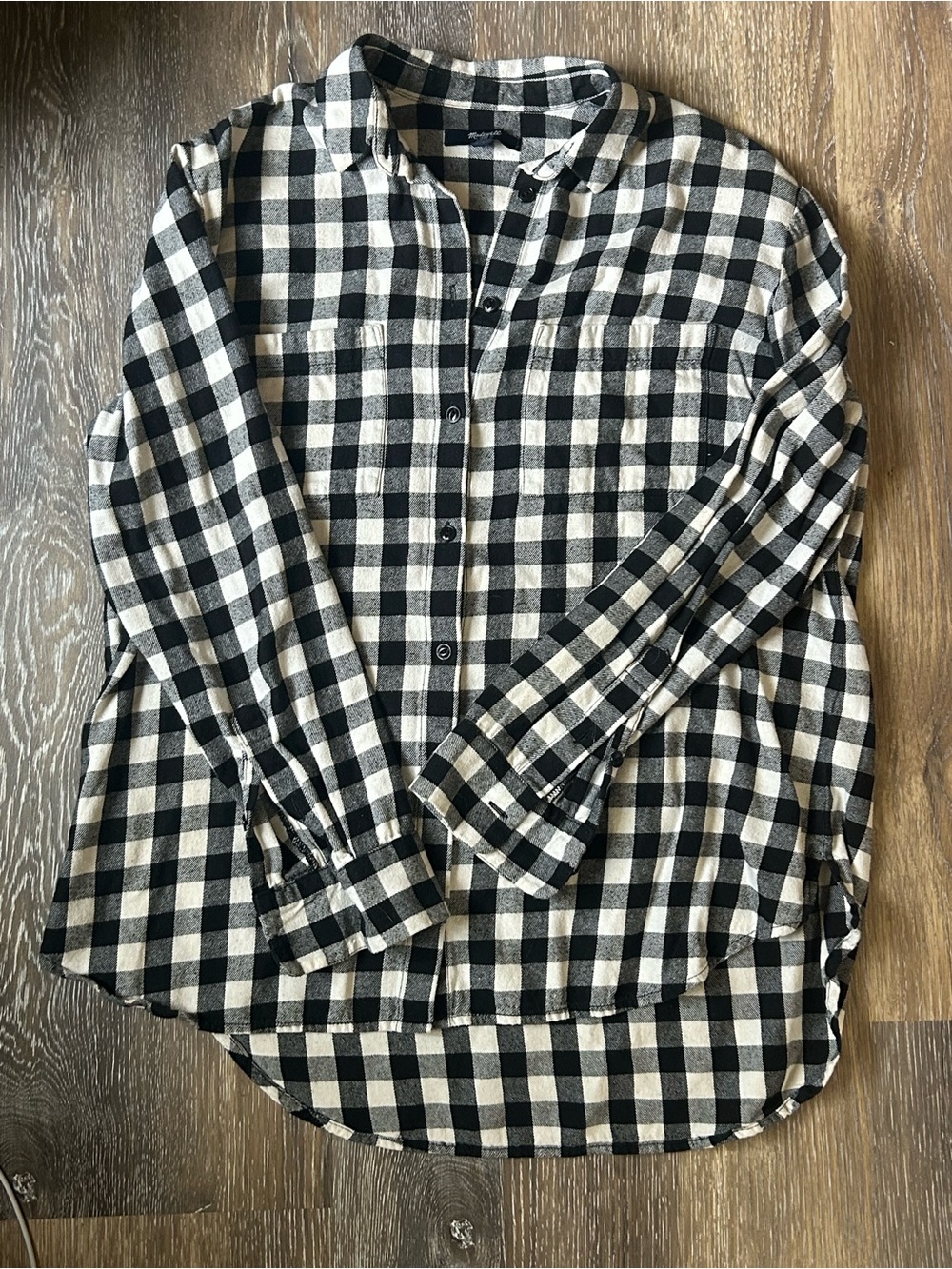 Madewell Black and White Buffalo Check Button-Down Shirt